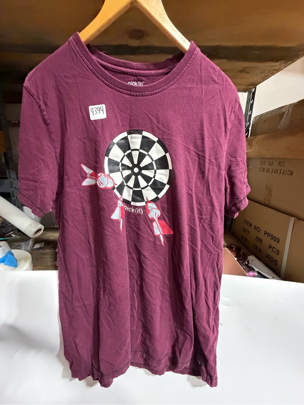 #4394-Graphic Dartboard Short Sleeve Tee in Plum - Men